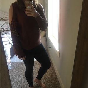 Cold shoulder sweater